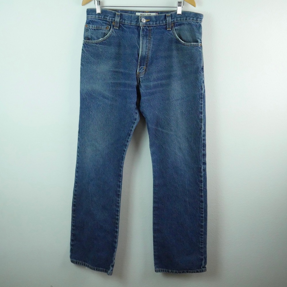 Levis 517 Mens Boot Cut Jeans Butler Fade Blue 36x34 Western Mexico Distressed